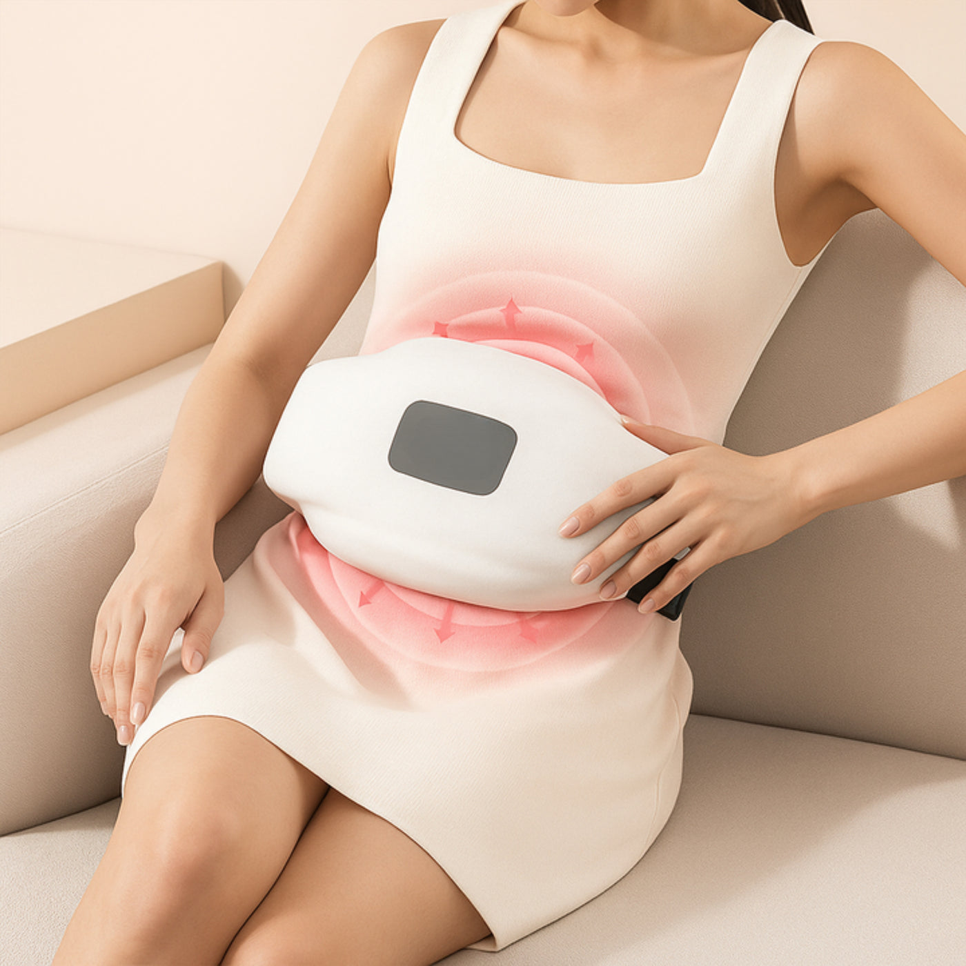 CoreCalm | Abdominal Heating Massager – Heat Light Massage – Adjustable Wireless Belt – Relief for Period Cramps & Bloating