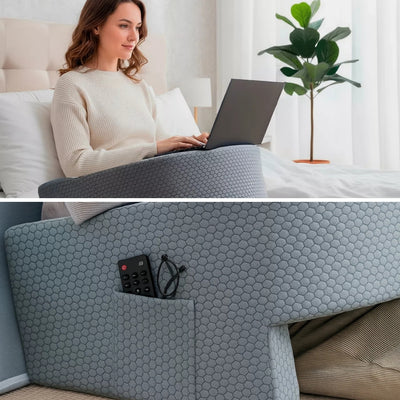 PostureCush | Reading Pillow with Arms – Better Posture for Bed & Sofa – Memory-Foam Arm-Rest Cushion – Adults Watching TV & Gaming