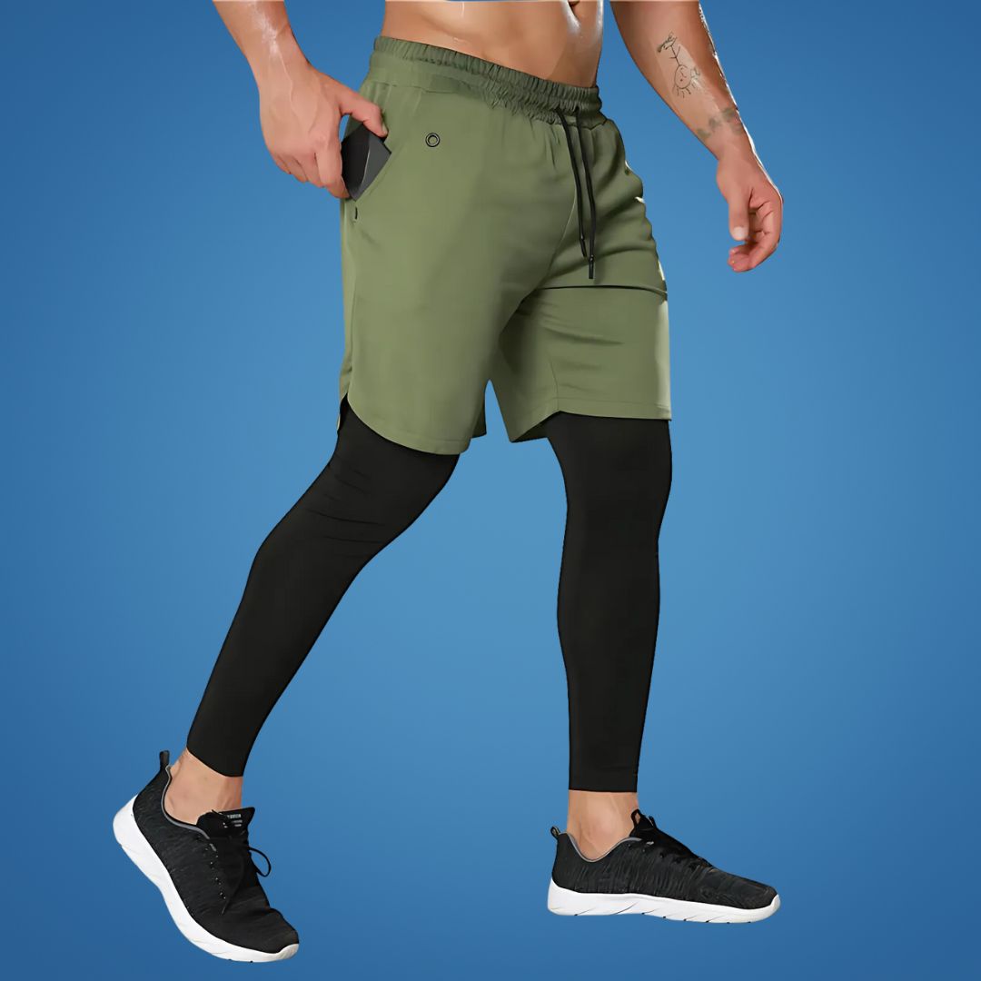 FlexStride | Men's 2-in-1 Running Shorts – Compression Support – Breathable Quick-Dry Fabric – Ideal for Gym & Fitness