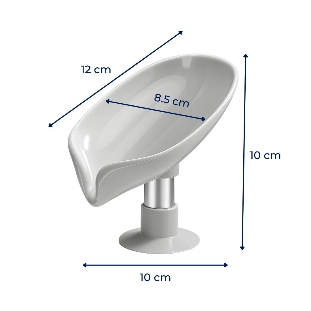 LeafDry | Self-Draining Soap Holder – Keep Soap Dry – Strong Suction Cup – No Drill Mount – Hygienic Bathroom & Shower Storage Solution