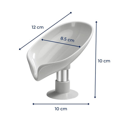 LeafDry | Self-Draining Soap Holder – Keep Soap Dry – Strong Suction Cup – No Drill Mount – Hygienic Bathroom & Shower Storage Solution