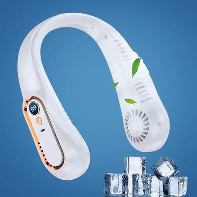 CoolEase | Portable Neck Fan – Hands‑Free Bladeless Cooling – Five‑Speed USB‑C – Travel Office Commuters