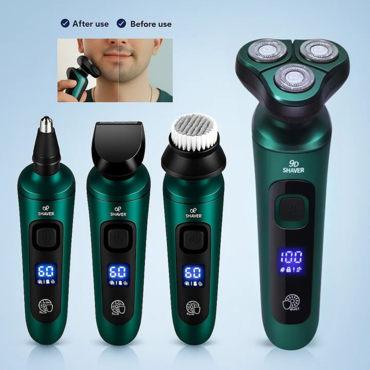 SmoothEdge | Electric Shaver for Men - 4-in-1 Grooming – Waterproof – LED Display – USB Rechargeable – Wet and Dry Shaving