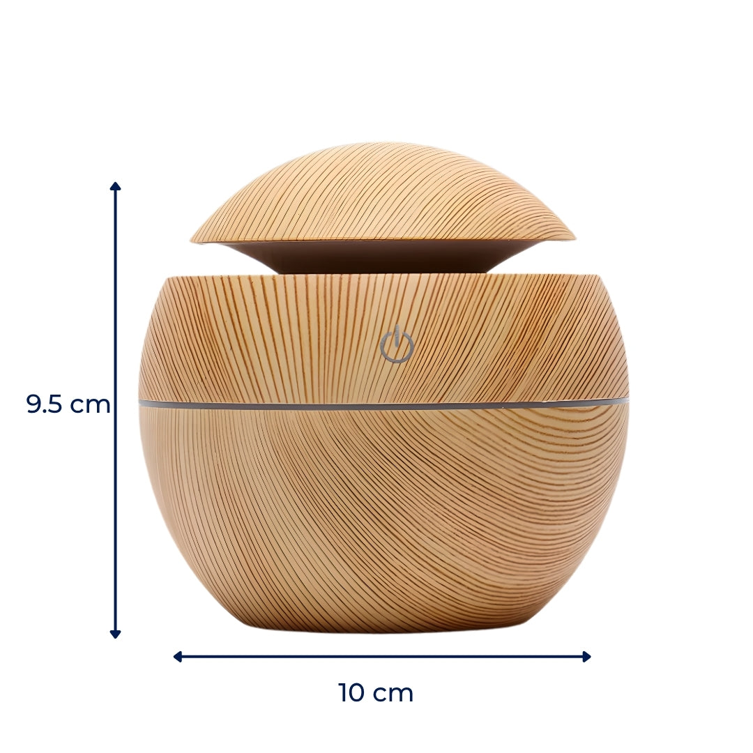 CalmaMist | Essential Oil Diffuser Humidifier – Gentle Quiet Mist & LED Night-Light – Wood Finish – Relieve Dry Air Improve Sleep Boost Comfort