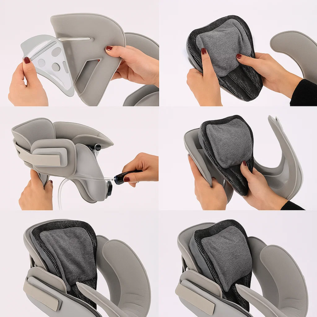 AlignRelief | Cervical Traction Collar – Instant Neck Pain Relief – Adjustable Inflatable Cushion – Improves Posture – Home & Office Use