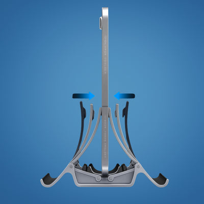 Deskform | Vertical Laptop Stand – Adjustable Aluminium Design – Space-Saving Cooling Holder for Workstations
