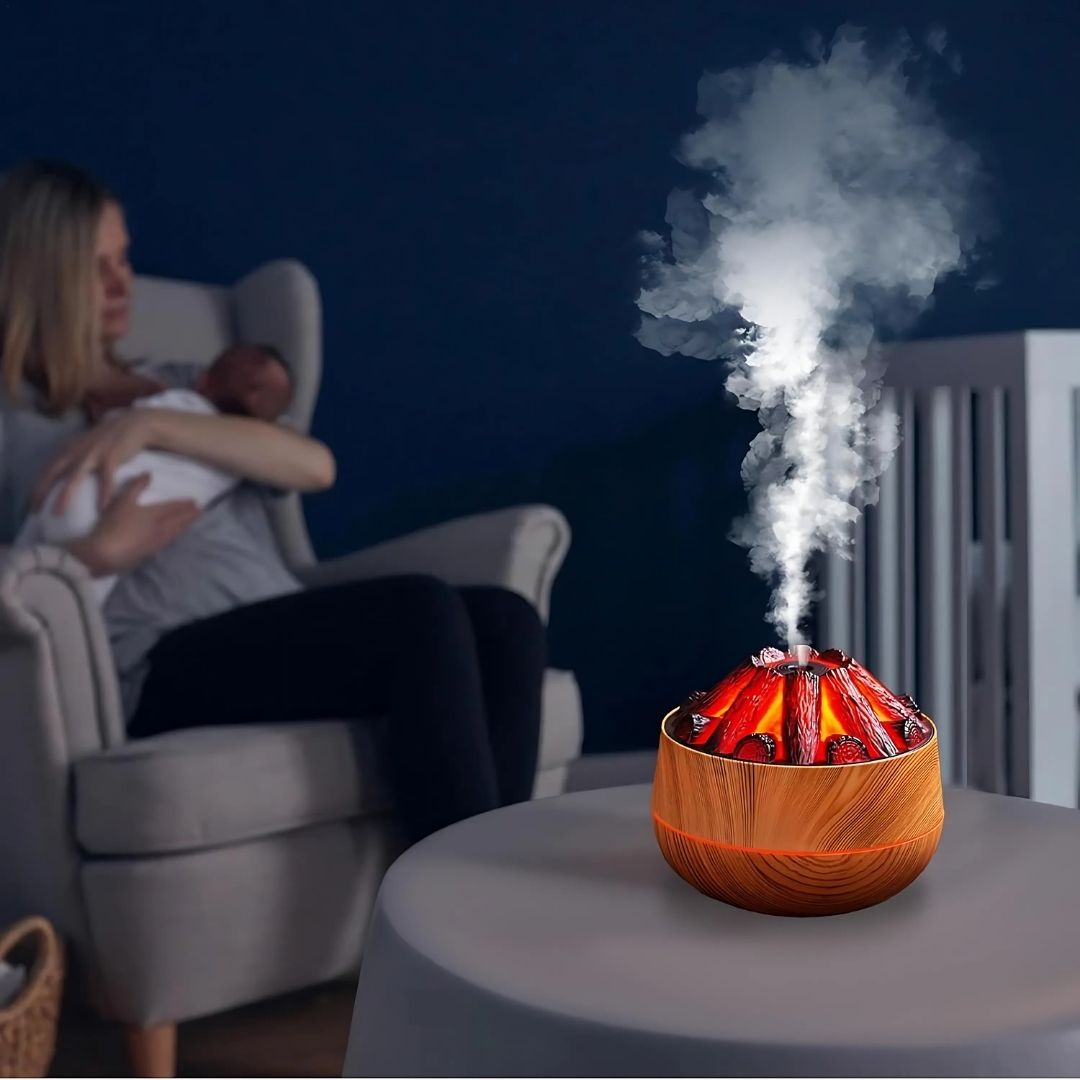 FlameMist | Essential Oil Diffuser – Flame LED – Two Mist Modes – Quiet USB Design – Home Relaxation