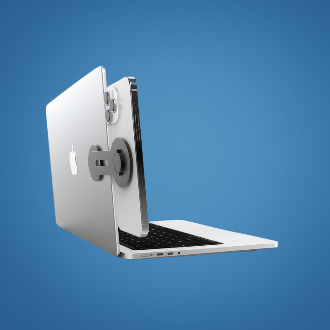 MagnaHold | Laptop Phone Mount – Magnetic Grip – 360° Adjustable Arm – Secure Hands-Free Viewing at Desk
