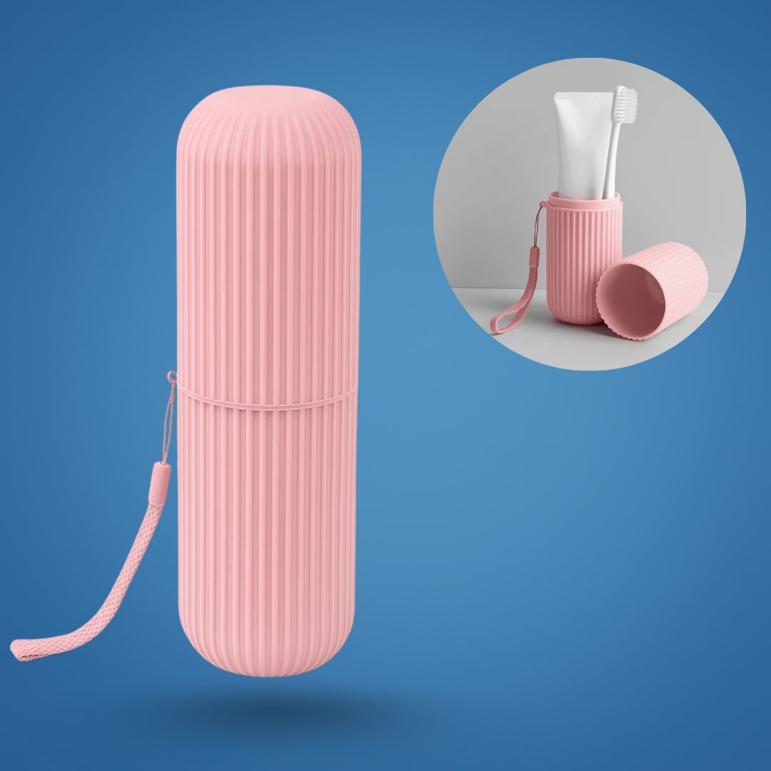 PackDental | Travel Toothbrush Case – Mouthwash Cup Included – Compact Dust‑proof Design – Hygienic Oral Care for Travel & Holidays