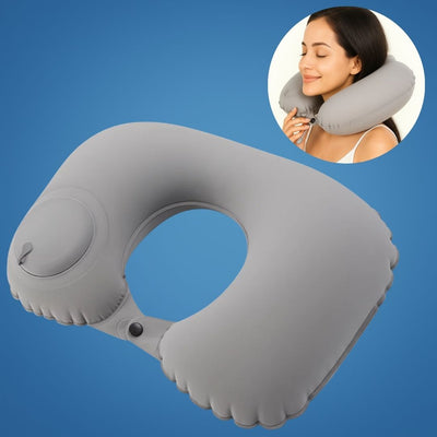 TravelThrive | Inflatable Travel Neck Pillow – Adjustable Firmness – Soft Velvet Cover – Neck Pain Relief – Compact for All Journeys