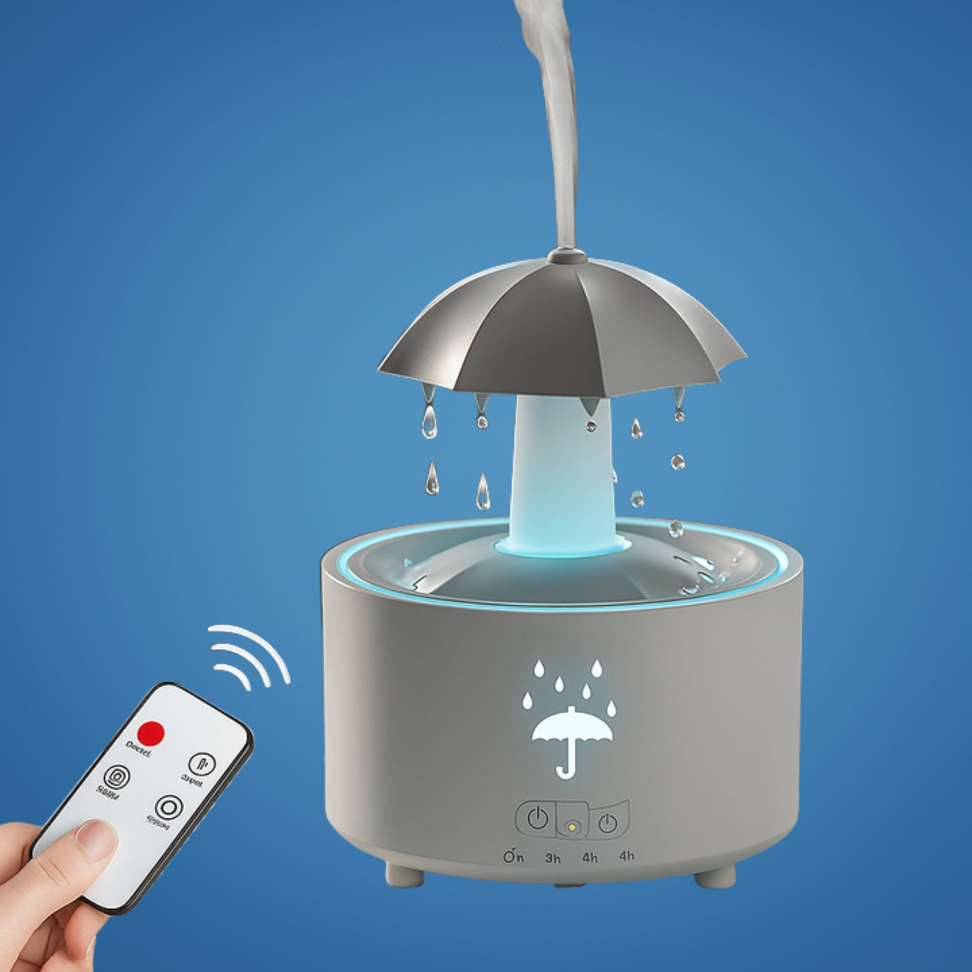 LumiDrop | Ultrasonic Aroma Diffuser – Rotating Umbrella Mist – LED Night Light – Quiet Humidifier for Bedroom