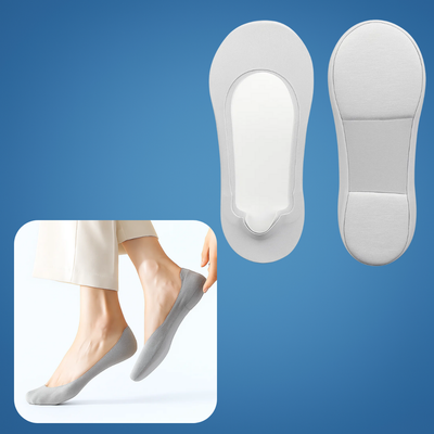 ComfyStride | No-Show Padded Socks – Shock Absorbing Comfort – Breathable Cotton Cushion – Anti-Slip Heel – Women All-Day Walking Relief