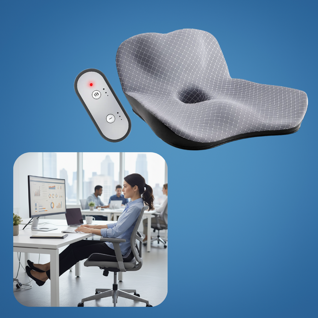 ReliefSeat | Haemorrhoid Seat Cushion – Memory Foam Pressure Relief – Warmth & Vibration Massage – Office Car Long Sitting Comfort