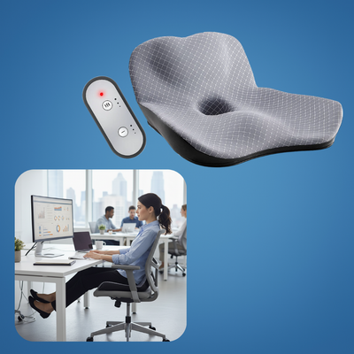 ReliefSeat | Haemorrhoid Seat Cushion – Memory Foam Pressure Relief – Warmth & Vibration Massage – Office Car Long Sitting Comfort