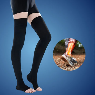 FlexiSupport | Toeless Thigh Compression Stockings - Graduated Compression for Improved Circulation & Swelling Relief