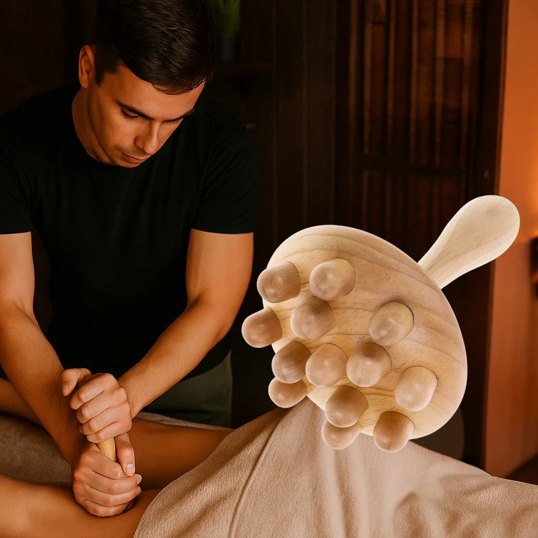 RelaxWood | Mushroom Massage Tool – Knot-Relief Booster – Durable Beech Wood – Improves Circulation – Gentle Cellulite Care – Home Relaxation