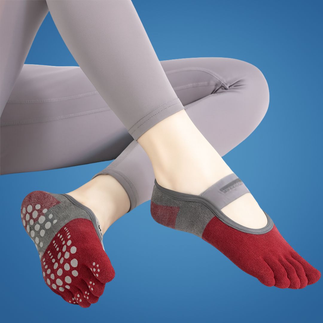 GripAlign | Pilates Five-Toe Grip Socks – Non-Slip Balance & Hygiene – Rubberised Dot Traction – Women’s Studio Confidence & Comfort