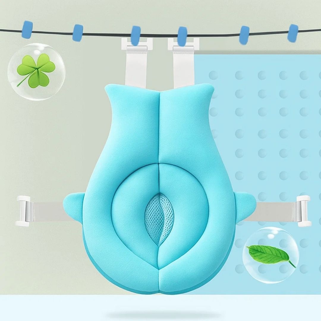 AquaNest | Baby Bath Support – Non-Slip Cushion – Quick-Drying Fabric – Newborn Safety