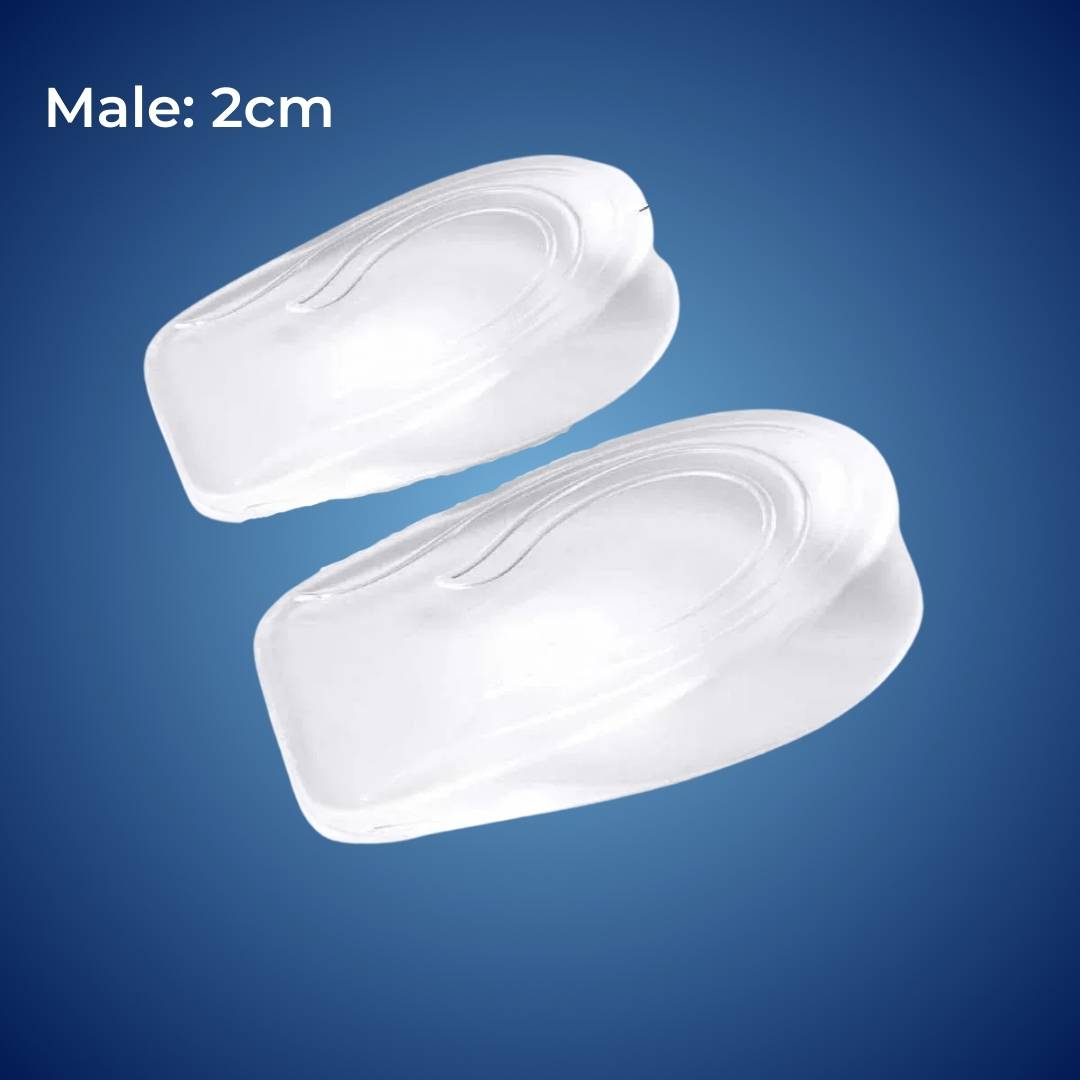 LiftComfort Silicone Gel Heel Lifting Inserts | Height Increase - Pain Relief for Plantar Fasciitis - Shock Absorption - Better Posture