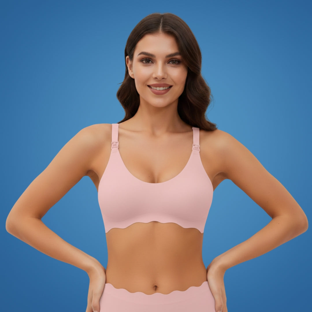 MumEase | Wireless Nursing Bra – One-Hand Snap Access – Ultra-Thin Breathable Support – All-Day Comfort for Breastfeeding Mums