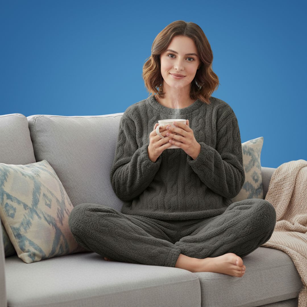 CosyAura | Warm Flannel Pyjamas – Thermal Insulation – Extra-Thick Soft Fabric – Women’s Winter Loungewear for Cosy Sleep and Warm Comfort