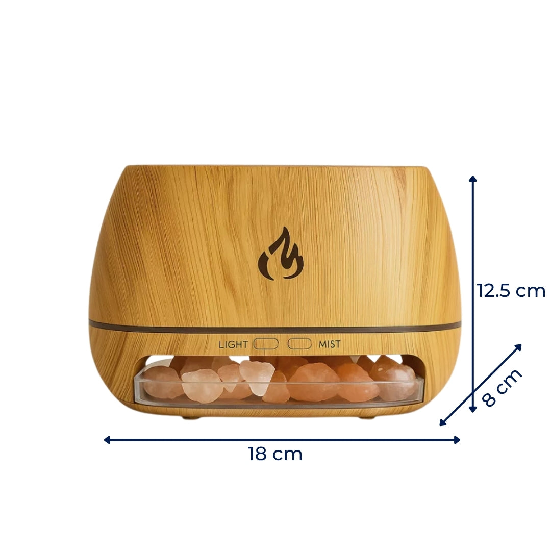 SaltAura | Humidifier Diffuser – Relieves Dry Air and Aids Sleep – Himalayan Salt Crystal, Quiet Mist and Calming Home Air Wellness