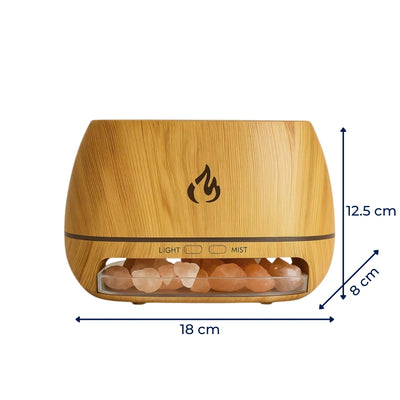 SaltAura | Humidifier Diffuser – Relieves Dry Air and Aids Sleep – Himalayan Salt Crystal, Quiet Mist and Calming Home Air Wellness