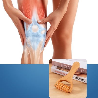 WoodEase | Handheld Massage Roller – Deep Muscle Relief – Natural Wood Finish – Back Legs & Arms
