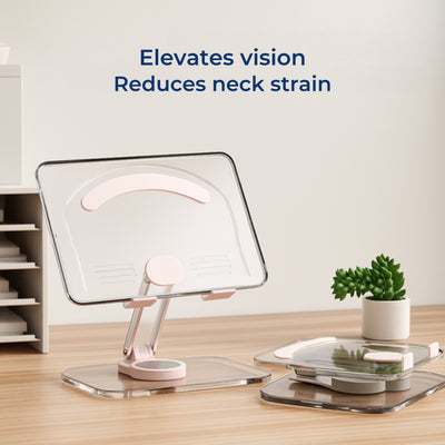StandEase | Tablet Stand For Desk – Ergonomic Adjustable Angles – Acrylic Foldable Non-slip – Home Office & Study
