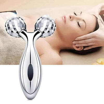 GlowRoller | Face Roller Massager – Depuffing & Lift – Metal Rolling Heads – Daily Spa Facial