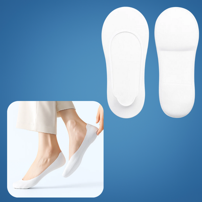 ComfyStride | No-Show Padded Socks – Shock Absorbing Comfort – Breathable Cotton Cushion – Anti-Slip Heel – Women All-Day Walking Relief