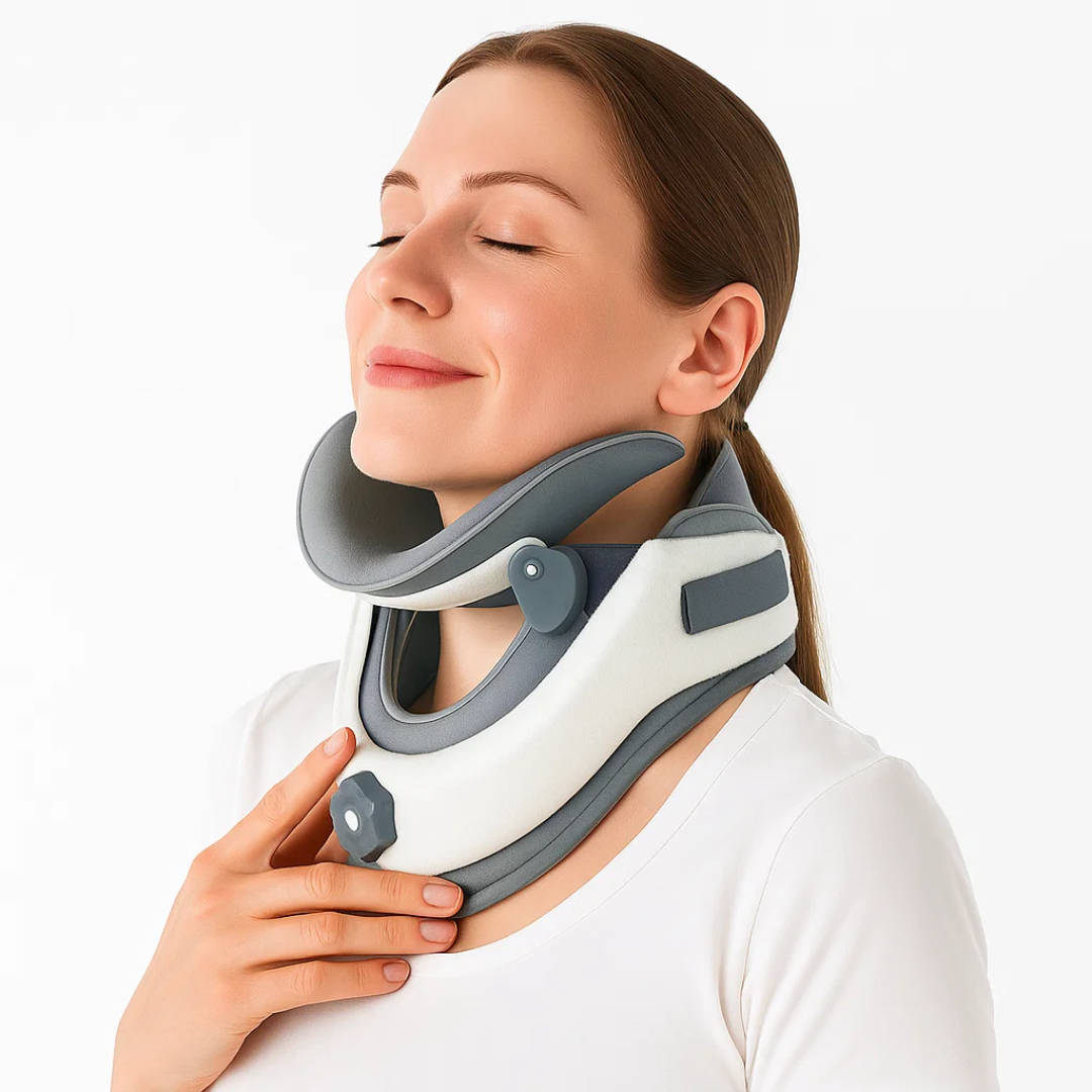 AlignRelief | Cervical Traction Collar – Instant Neck Pain Relief – Adjustable Inflatable Cushion – Improves Posture – Home & Office Use