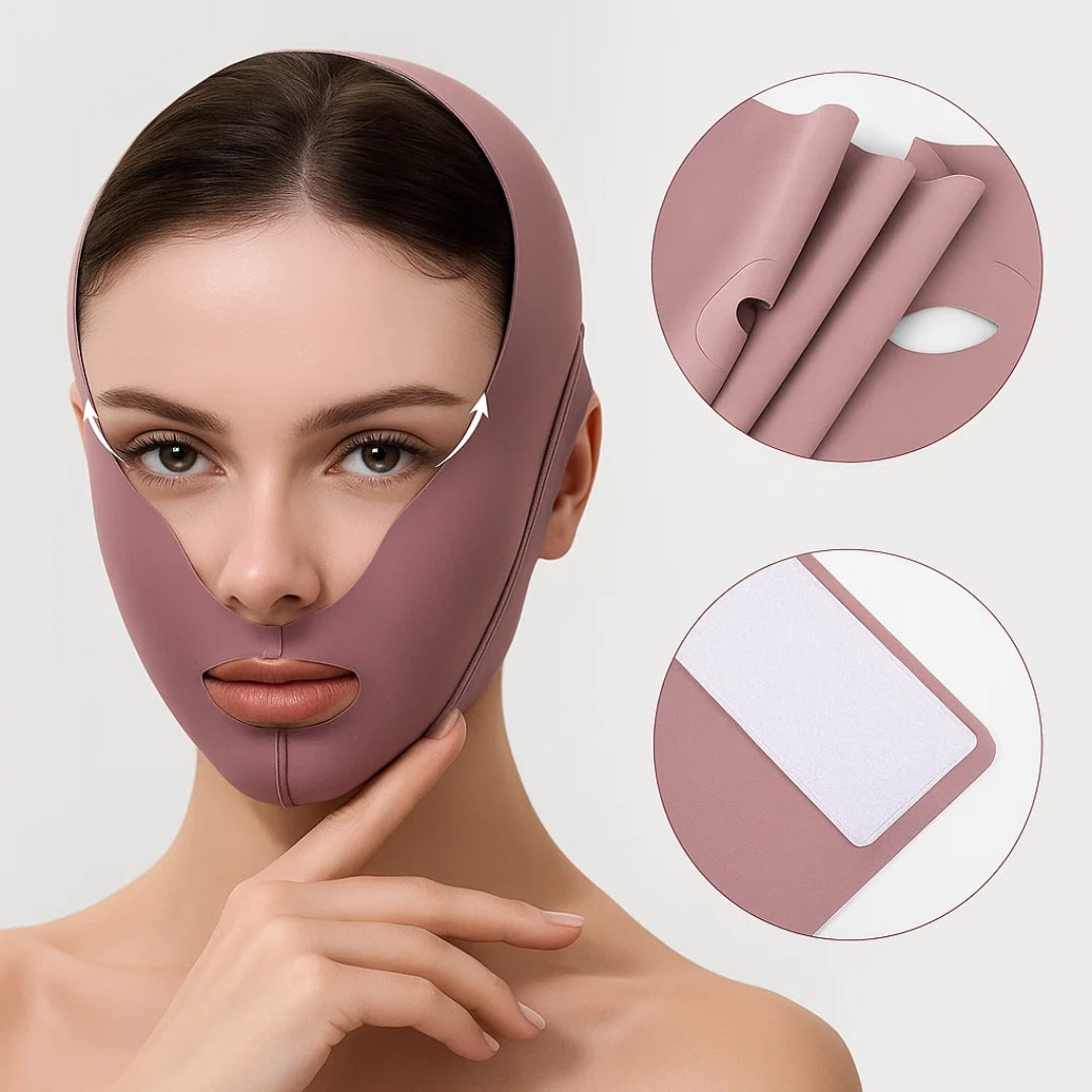 VContour | Face Slimming Strap – Jawline Sculpting – Breathable Stretch Fabric – Lifts Sagging Skin – Firms and Defines V-Line Face