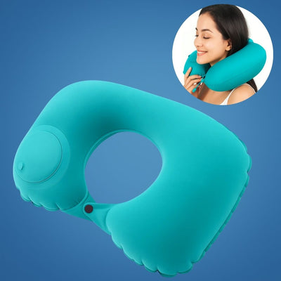 TravelThrive | Inflatable Travel Neck Pillow – Adjustable Firmness – Soft Velvet Cover – Neck Pain Relief – Compact for All Journeys