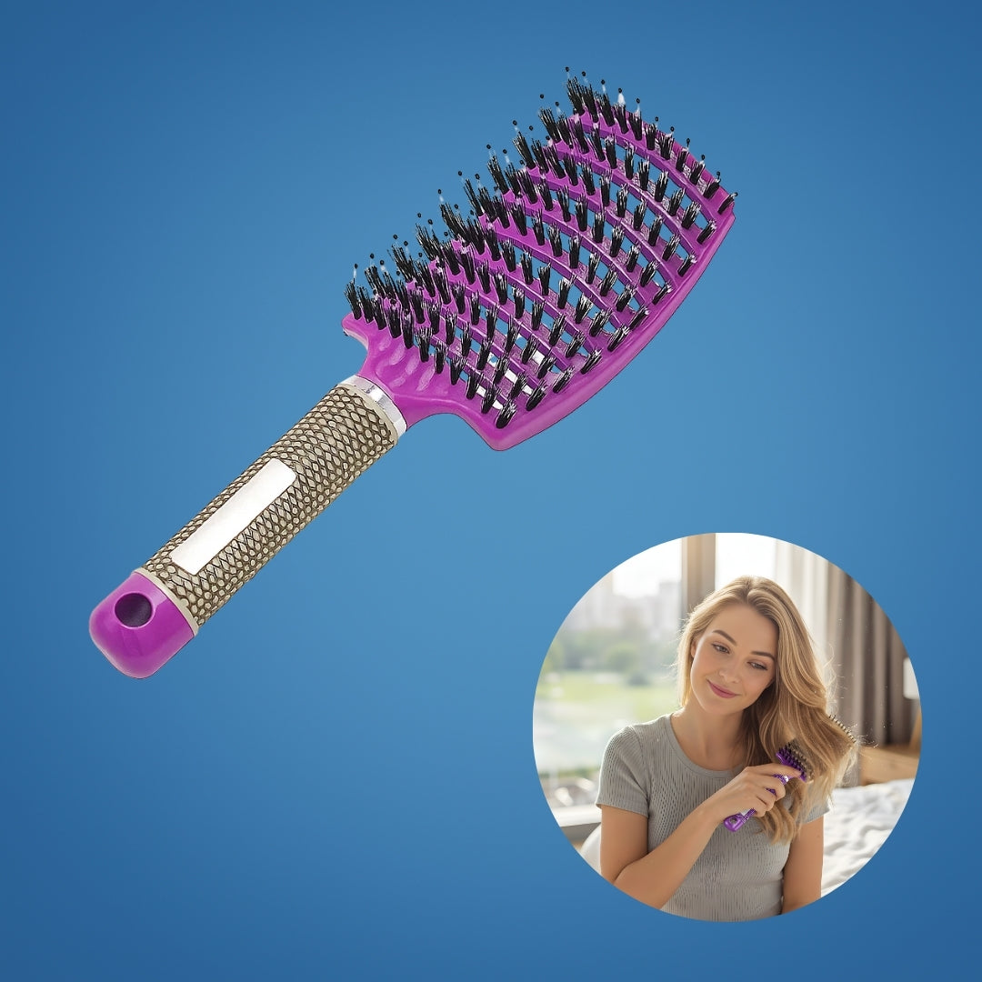 GleamGlide | Detangling Hair Brush – Quick Knot‑Free Detangling – Nylon Bristles with Scalp Massage Tips – For Thick or Curly Hair