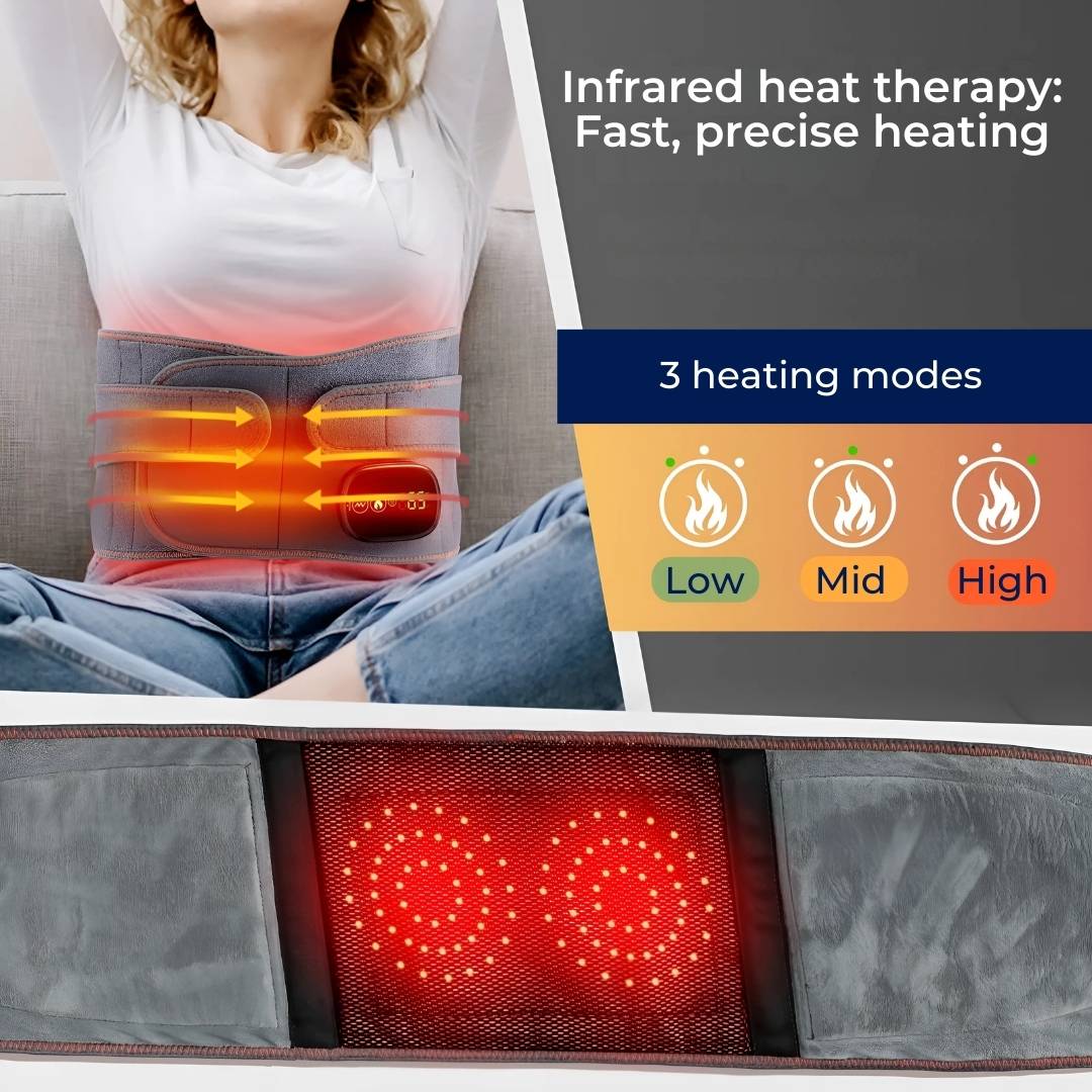 ThermaRelief Heated Belt for Back Pain | Red Light Therapy - Adjustable Belt - Relieves Back Pain - Relieves Muscle Tension - Improves Circulation