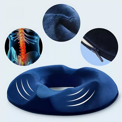 SitRelief | Donut Seat Cushion – Tailbone & Haemorrhoid Relief – Memory Foam – Washable Cover – Office, Travel, Postpartum Use