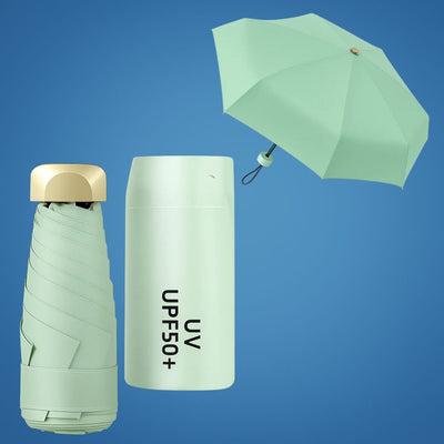 UrbanBrolly | Mini UV Folding Umbrella – UPF 50+ Sun Protection – Water‑Repellent – Lightweight Pocket‑Size Travel Use