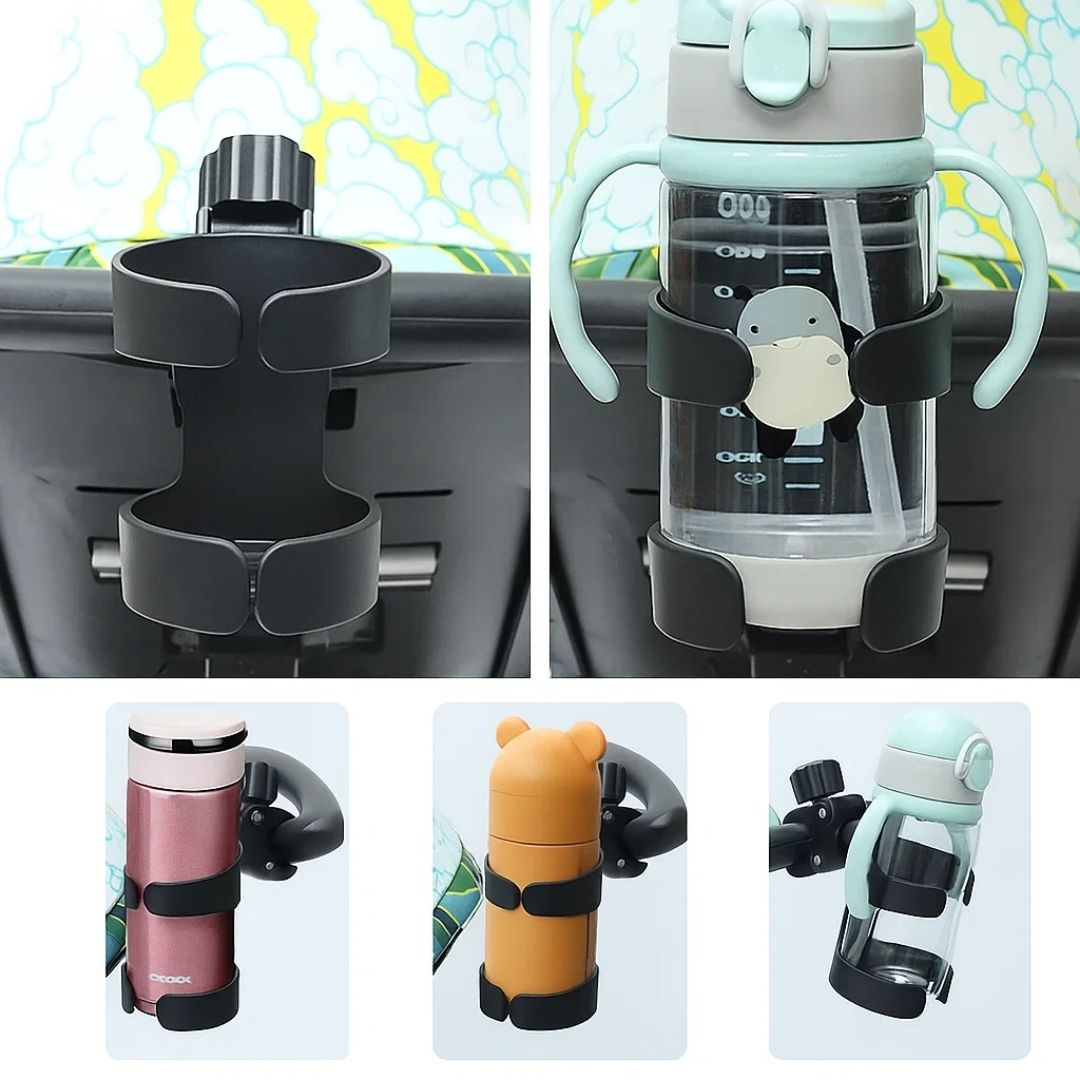 SipSecure | Universal Stroller Cup Holder – Adjustable Clamp – Secure Fit – Ideal for Parents on the Go