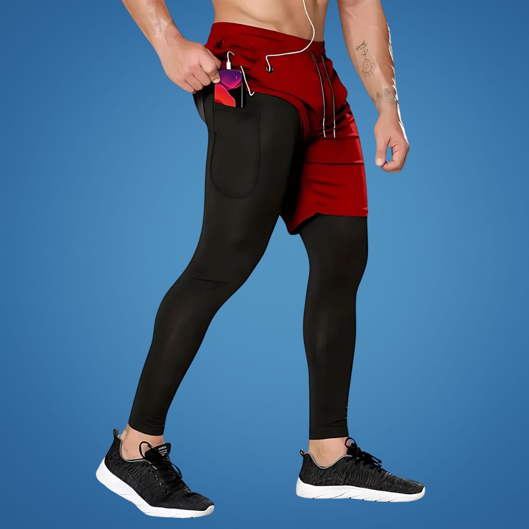 FlexStride | Men's 2-in-1 Running Shorts – Compression Support – Breathable Quick-Dry Fabric – Ideal for Gym & Fitness