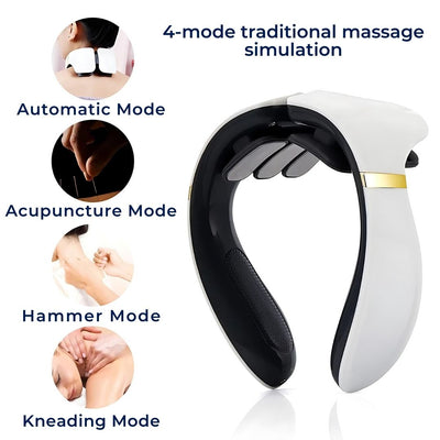 PulseWave Neck and Back Massager | Neck Pain Relief - Back Pain Relief - Muscle Relaxation - Portable with Heat Therapy