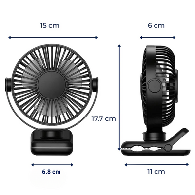 Clipbreeze | Clip-on USB Desk Fan Clamp Air Circulator – Long-Battery Cooling – Flame-Retardant Clamp – Quiet Nursery or Home-Office Use