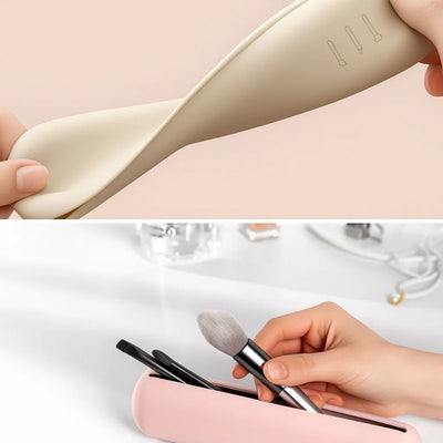 BrushVault | Travel Makeup Brush Bag – Organise & Protect Your Brushes – Dust- & Water-Resistant Silicone Case – Keep Clean & Tangle-Free