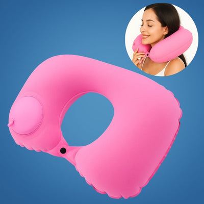 TravelThrive | Inflatable Travel Neck Pillow – Adjustable Firmness – Soft Velvet Cover – Neck Pain Relief – Compact for All Journeys