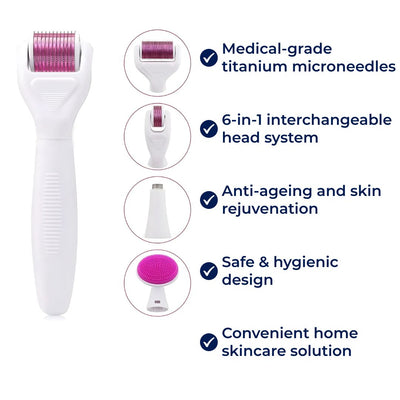 DermaGlow Microneedling Derma Roller Kit – Anti-Ageing – Titanium Needles – Home Skincare for Women