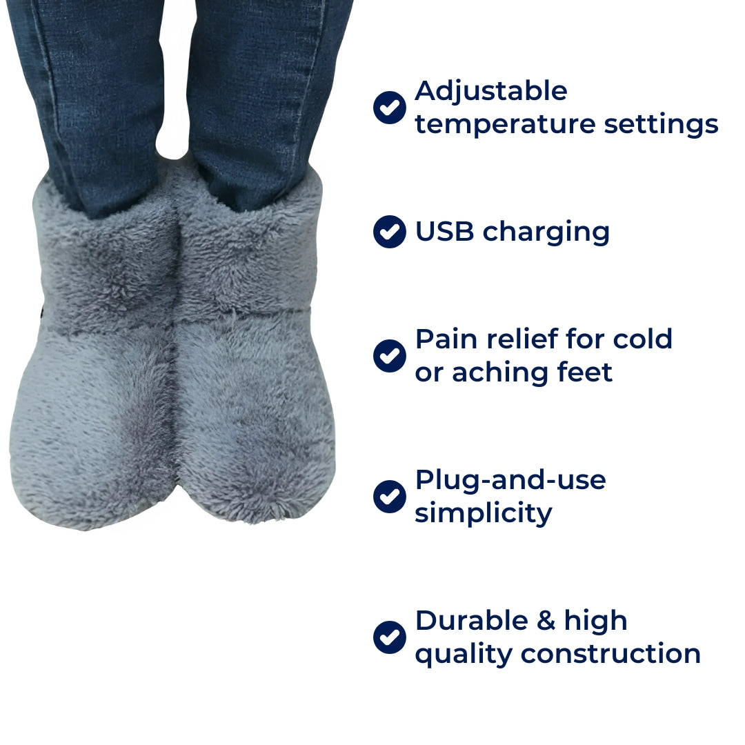 HeatComfort | Electric Heated Slippers – Soft Fleece – USB Charging – Soothes Cold Feet