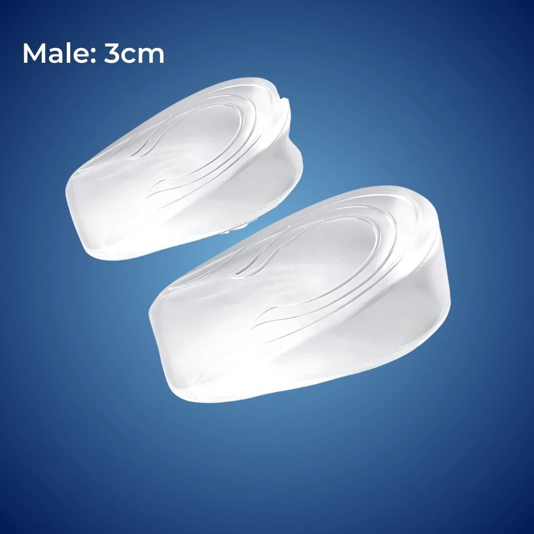 LiftComfort Silicone Gel Heel Lifting Inserts | Height Increase - Pain Relief for Plantar Fasciitis - Shock Absorption - Better Posture