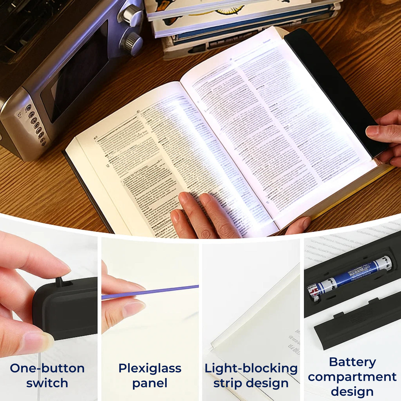 PageGlow | Flat LED Book Light – Glare‑Free Full‑Page Illumination – Slim Portable Design – Eye‑Care for Travellers & Bedtime Readers