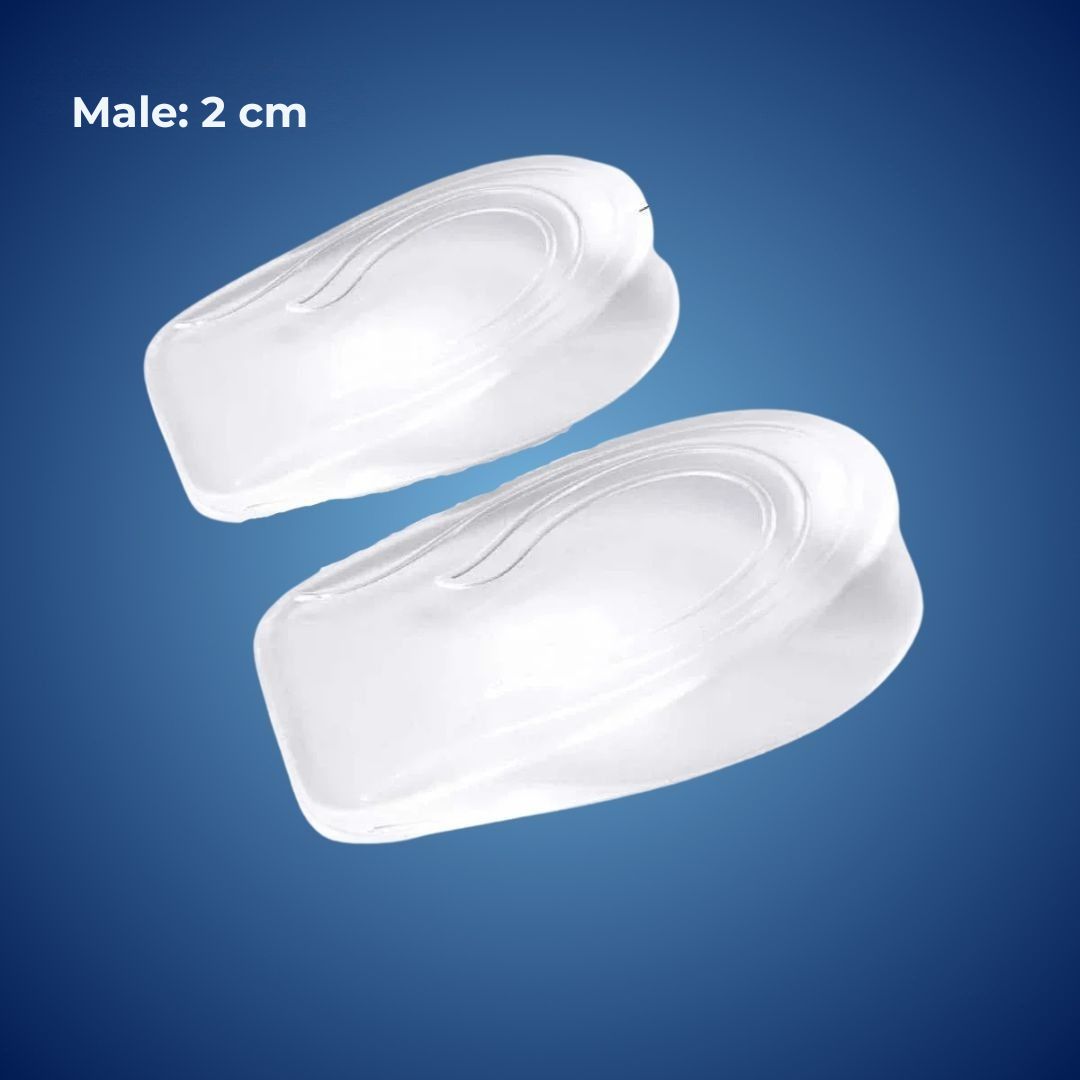 LiftComfort Silicone Gel Heel Lifting Inserts | Height Increase - Pain Relief for Plantar Fasciitis - Shock Absorption - Better Posture