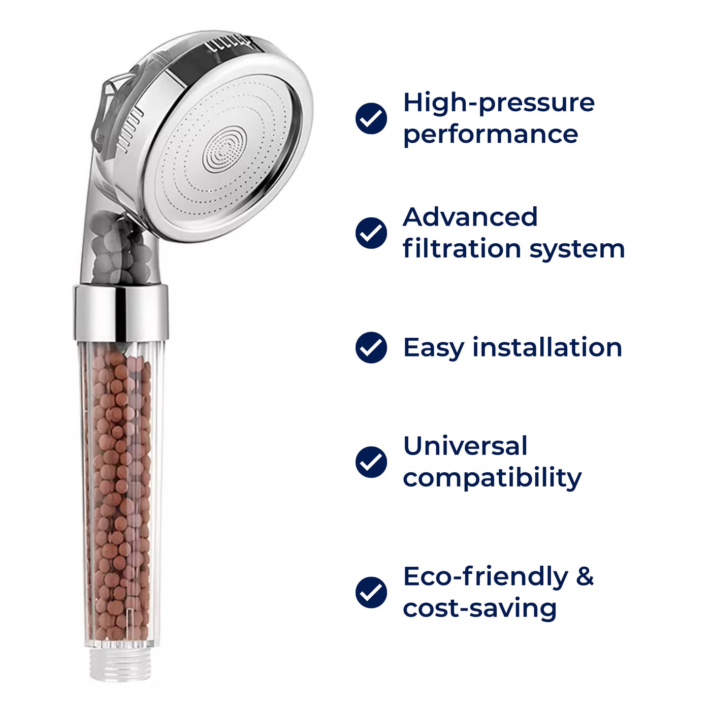 AquaBoost | High‑Pressure Handheld Shower Head – Pressure‑Boost Spray – Low‑Pressure